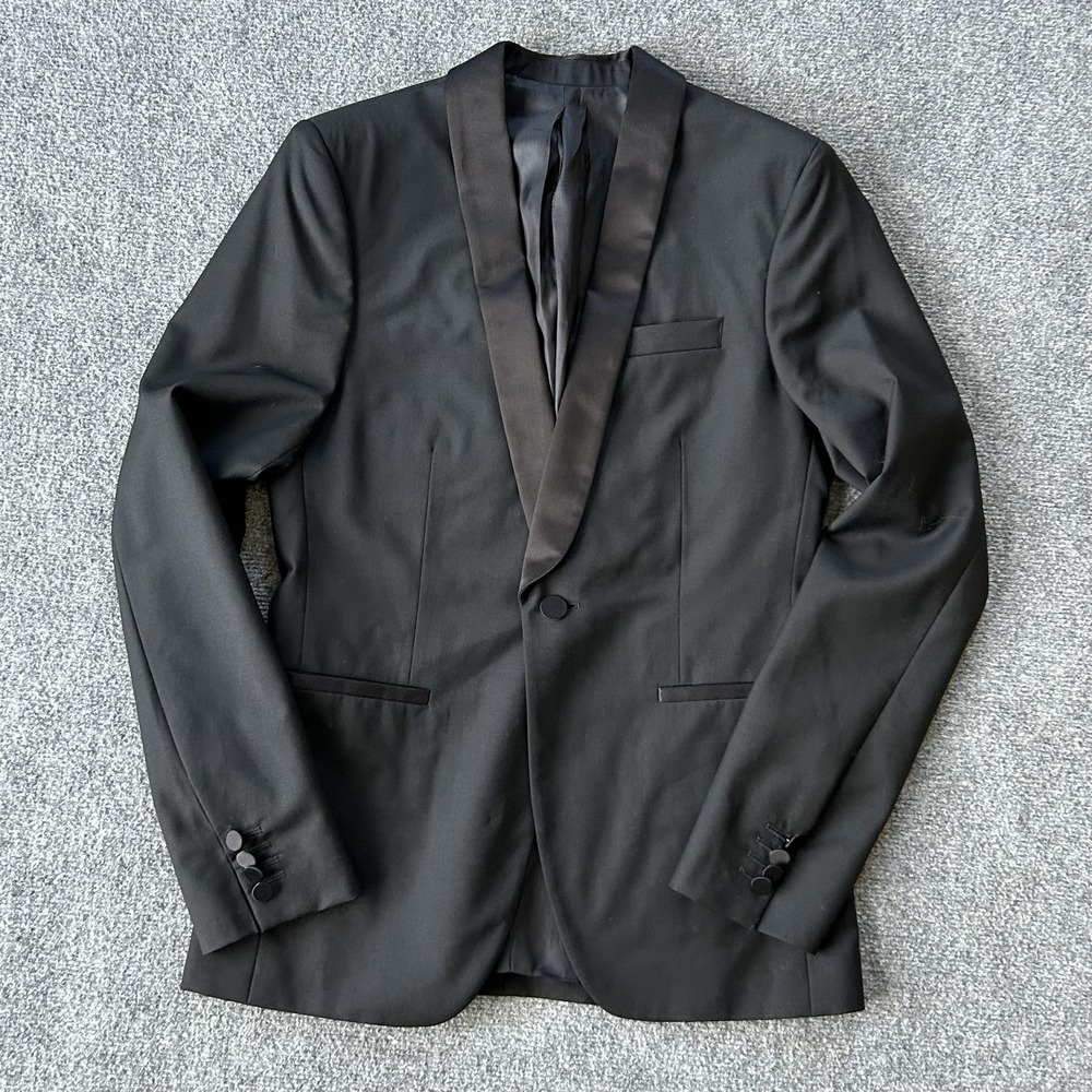 J Lindeberg Tuxedo Jacket Mens Medium Black Shawl‎ Lapel Skinny Fit Made Italy
